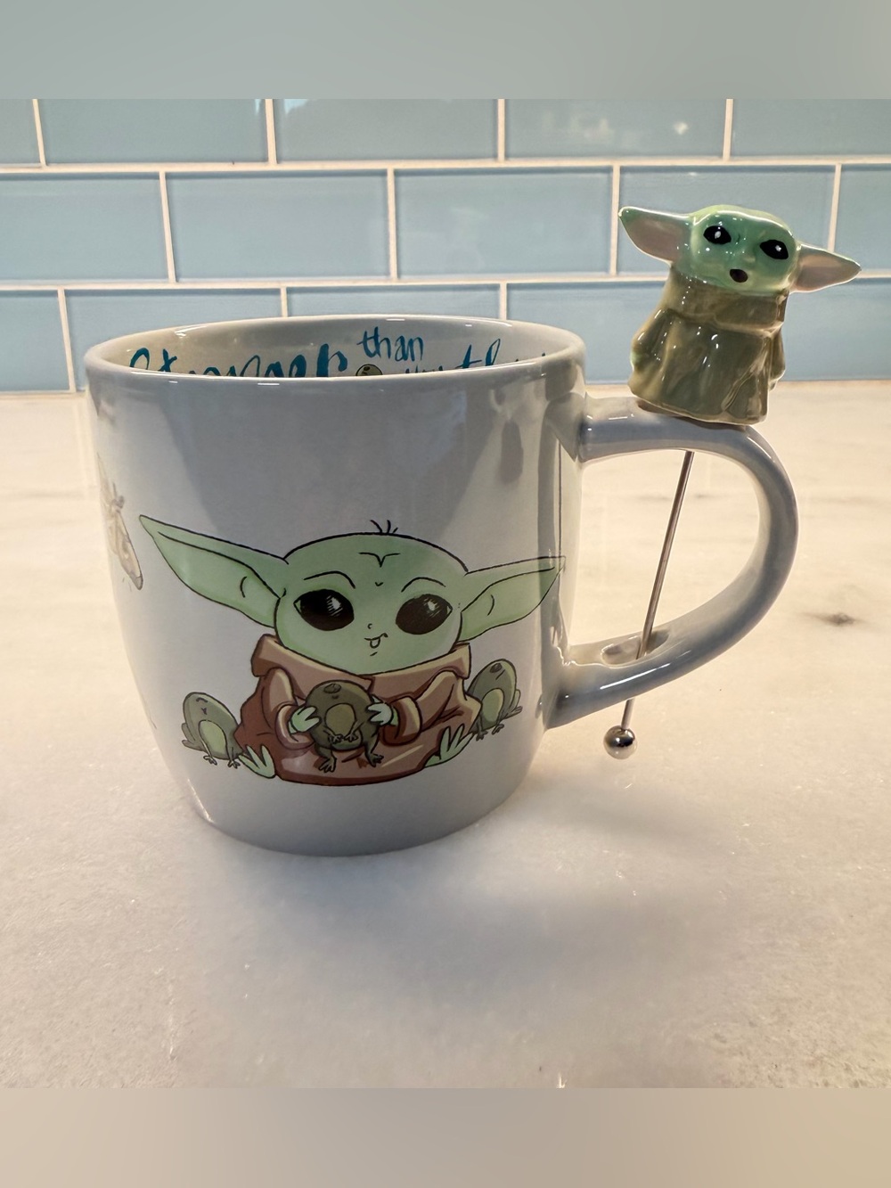 Star Wars The Child Green & White Ceramic Mug with Figurine Stirrer